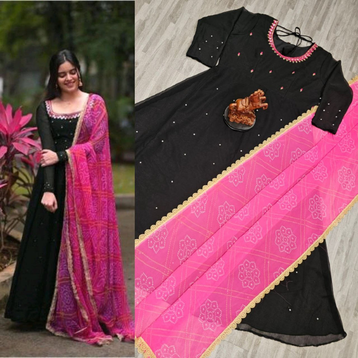 Georgette Gown Kurta & Dupatta Set