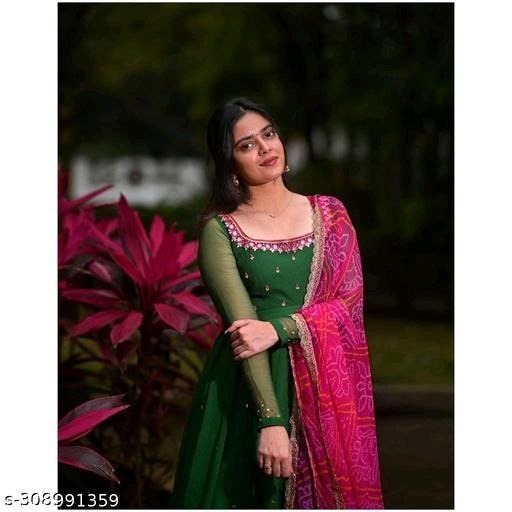 Georgette Gown Kurta & Dupatta Set