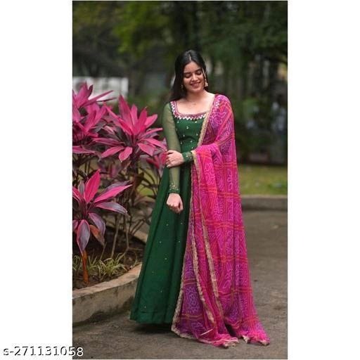 Georgette Gown Kurta & Dupatta Set — styled product view