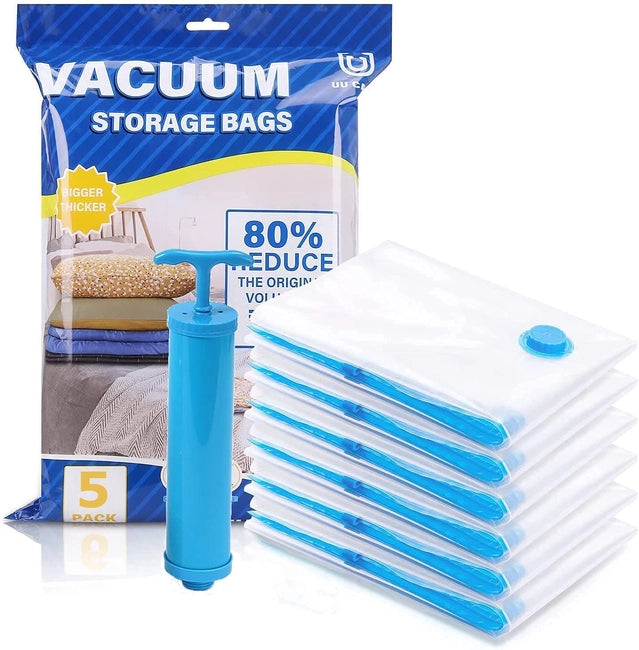 Reusable Ziplock Vacuum Storage Space Saver Plastic Bags — styled product view