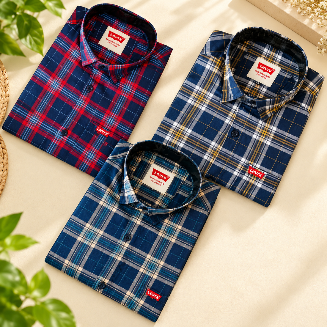 Men’s Checked Shirts — Pack of 3 — styled product view