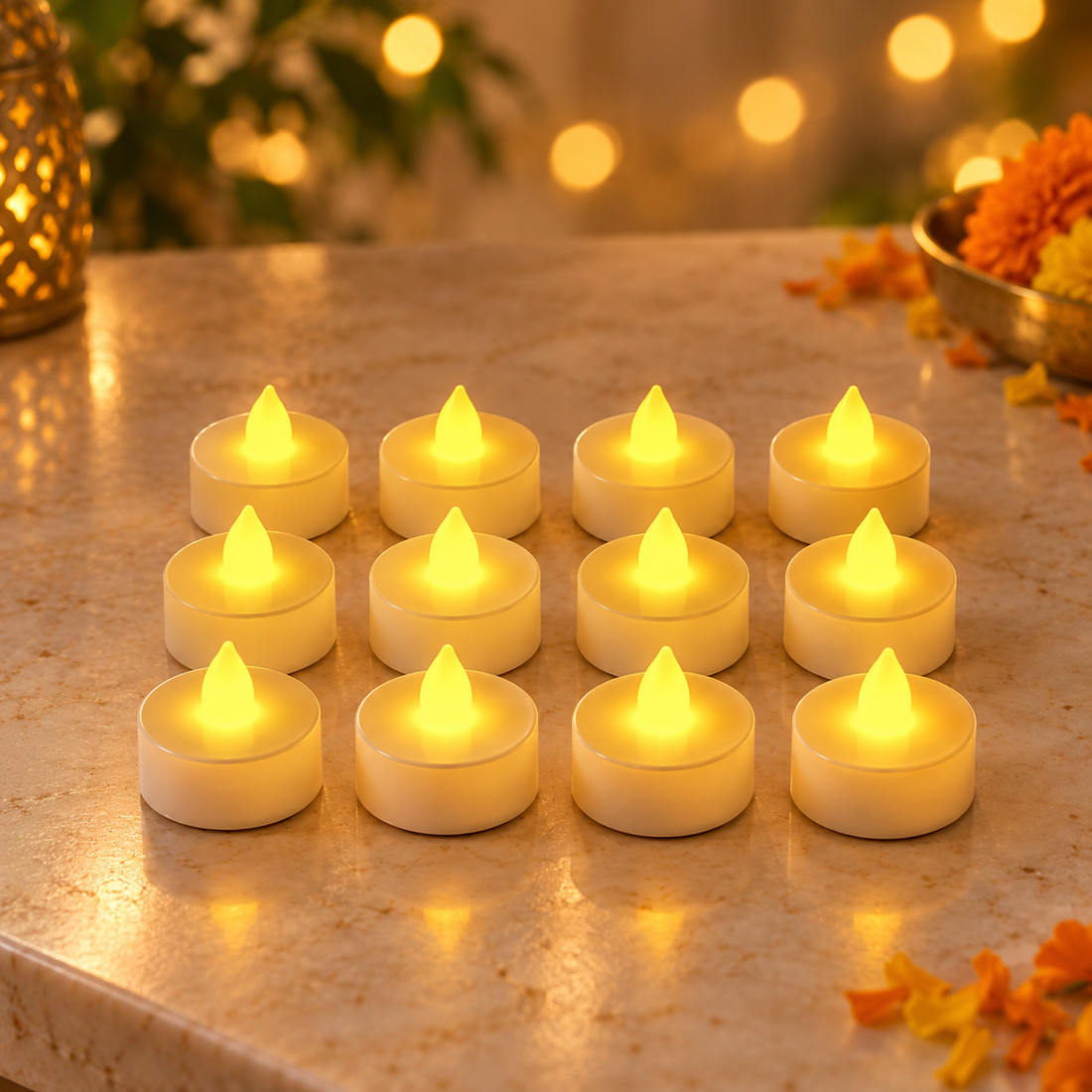 LED Tea Light Candles — Pack of 12 — styled product view