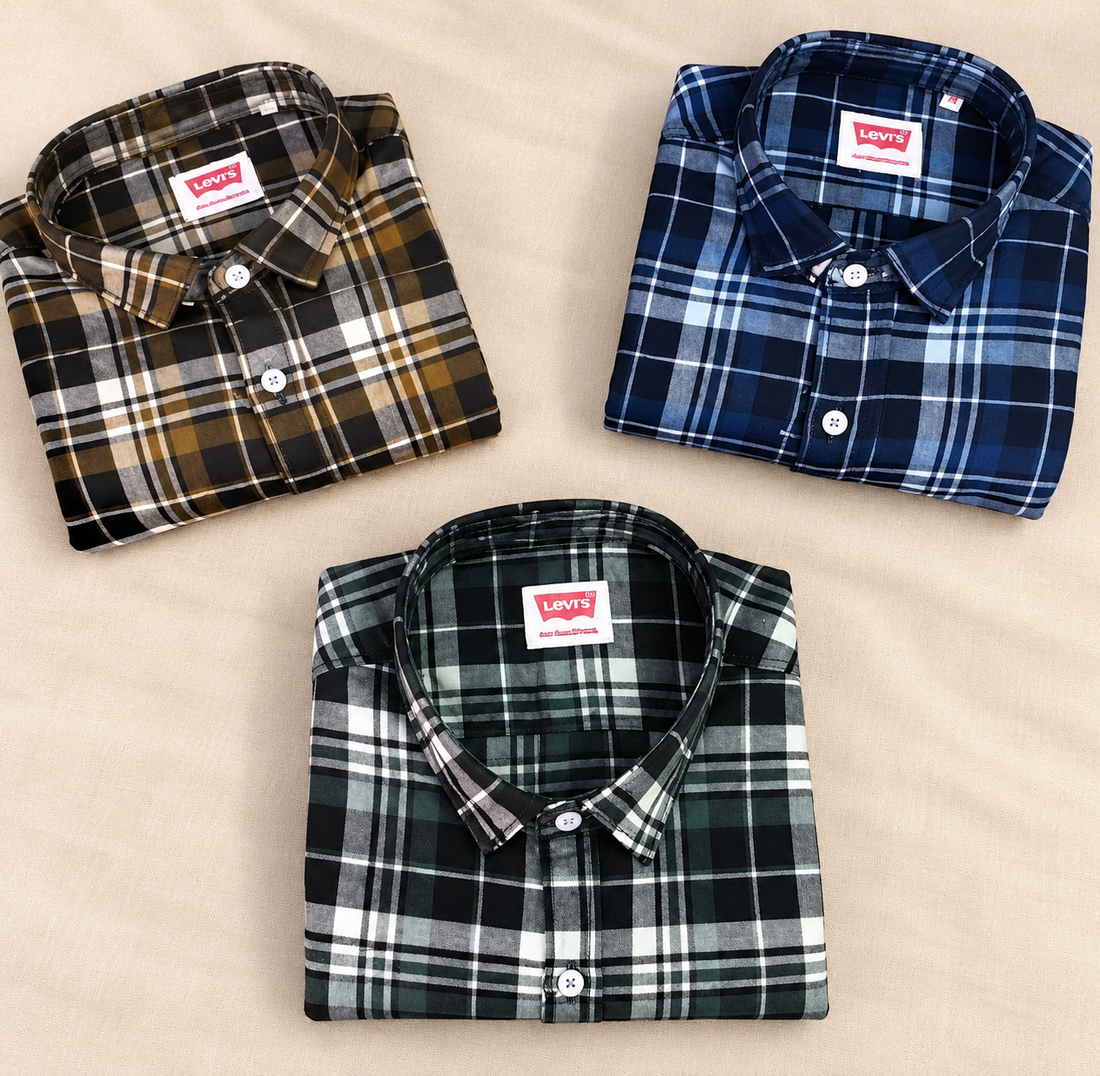 Men’s Checked Shirts — Casual Pack of 3 — styled product view